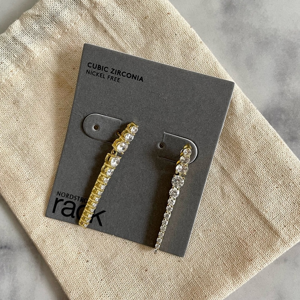 NWT Cubic Zirconia & Gold Drop Earrings